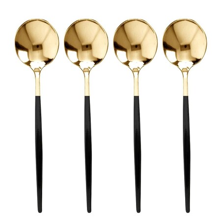 Smarty Had A Party Gold with Black Handle Moderno Disposable Plastic Dinner Spoons (240 Spoons), 240PK 9320-GBS-CASE